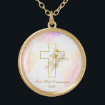 *~* First Communion AP35 Christian Confirmation Gold Plated Necklace<br><div class="desc">(( search id AP35 for similar designs and AP40 )) A Religious Catholic Christian blessed Gold Plated Cross NECKLACE / PENDANT for a girl any age from child to teenager / teen to senior citizen. The design if for you to personalise / customise. It serves well for a special day...</div>
