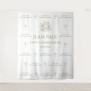 First Communion banner backdrop gold Tapestry