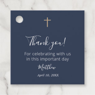 First Communion, Baptism Blue Greenery Favour Tags