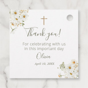 First Communion, Baptism Floral Favour Tags