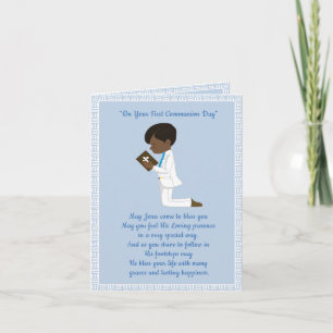 First Communion Black Boy Card