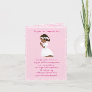 First Communion Black Girl Card