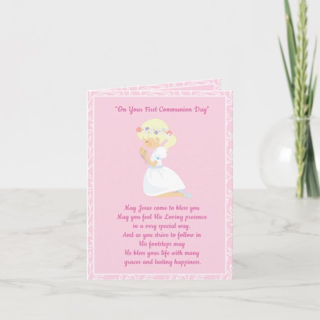 First Communion Blonde Girl Card (Front)
