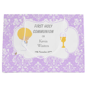 First Communion Blonde Hair Boy Thank You Large Gift Bag