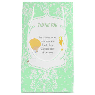 First Communion Blonde Hair Boy Thank You Small Gift Bag