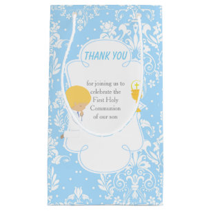 First Communion Blonde Hair Boy Thank You Small Gift Bag