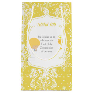 First Communion Blonde Hair Boy Thank You Small Gift Bag