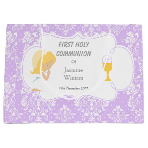 First Communion Blonde Hair Girl Thank You Large Gift Bag