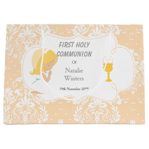 First Communion Blonde Hair Girl Thank You Large Gift Bag
