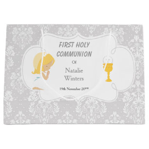 First Communion Blonde Hair Girl Thank You Large Gift Bag