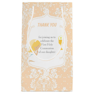 First Communion Blonde Hair Girl Thank You Small Gift Bag
