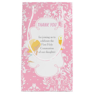 First Communion Blonde Hair Girl Thank You Small Gift Bag