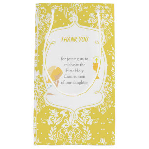 First Communion Blonde Hair Girl Thank You Small Gift Bag