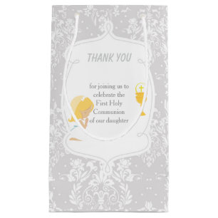 First Communion Blonde Hair Girl Thank You Small Gift Bag