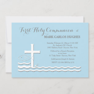 First Communion Blue Invitation