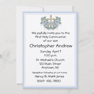 First Communion Blue Invitation