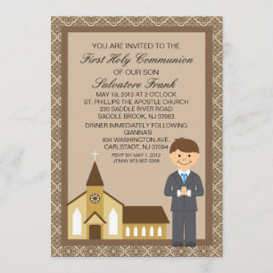 First  Communion Boy By Church Invitation