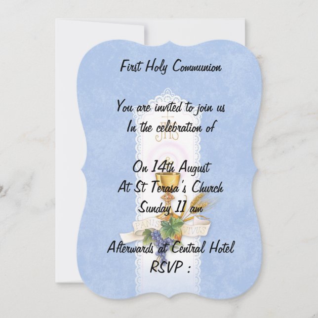First communion boy invitation (Front)