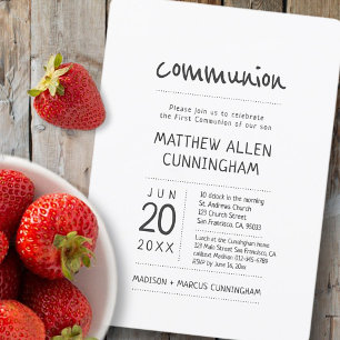 First Communion Boy   Modern + Simple Invitation
