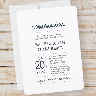 First Communion Boy   Modern + Simple Invitation