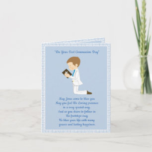 First Communion Brunette Boy Card