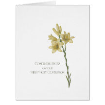 First Communion Card with Image of Lily by Redoute