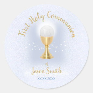 First Communion catholic boy Classic Round Sticker