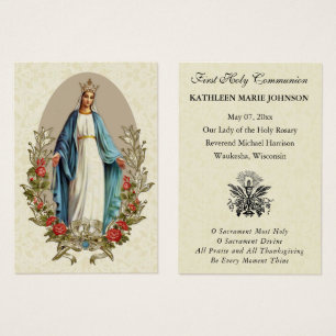 First Communion Catholic Remembrance Holy Card