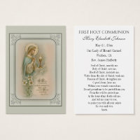 First Communion Catholic Remembrance Holy Card