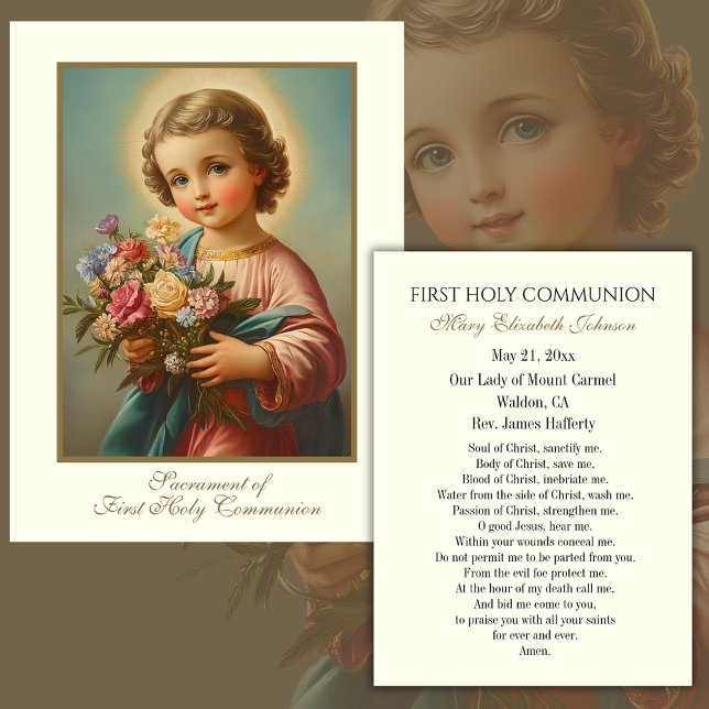 First Communion Catholic Remembrance Holy Card (Creator Uploaded)