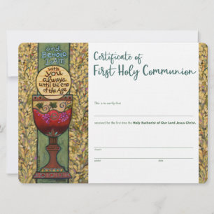 First Communion Certificate, custom fill-in Card