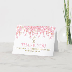 First Communion Cherry Blossom thank you card
