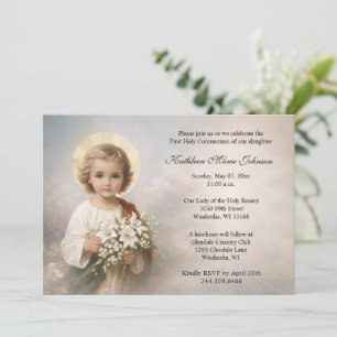 First Communion Child Jesus with Lilies Invitation