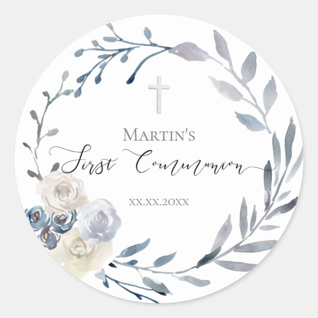 First Communion Classic Round Sticker (Front)