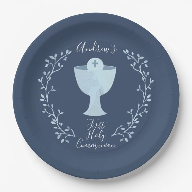 First Communion Custom Paper Plate - Boy's Party (Front)