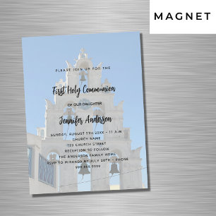 First Communion custom photo church luxury Magnetic Invitation