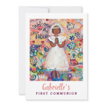 First Communion Customisable Invite for Black Girl