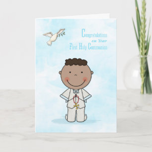 First Communion, Dark-skinned Boy, Congratulations Card
