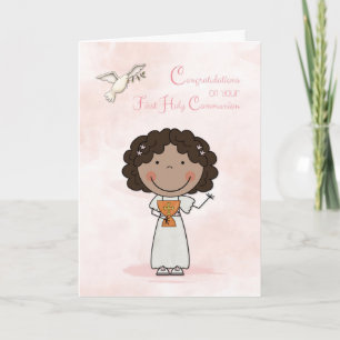 First Communion, Dark-skinned Girl, Congratulation Card