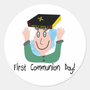 First Communion Day~~"Boy With Bible" Classic Round Sticker