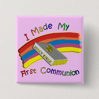 First Communion Day T-Shirts & Gifts For Kids 15 Cm Square Badge