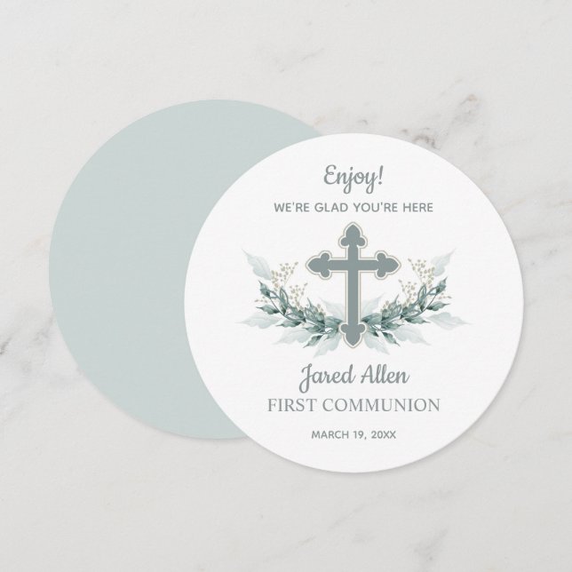 First Communion Dinner Plate Thank You Card (Front/Back)