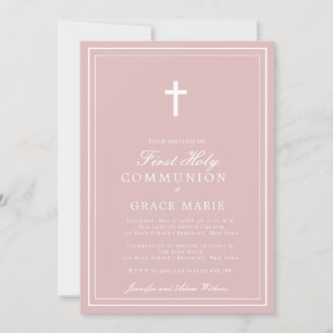First Communion Elegant Classic Cross Invitation