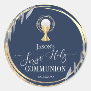 First Communion elegant decor Classic Round Sticker