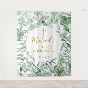 First Communion Eucalyptus greenery backdrop Tapestry