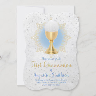 first communion faux gold and faux glitter decor invitation