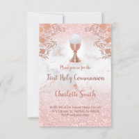 first communion faux pink glitter