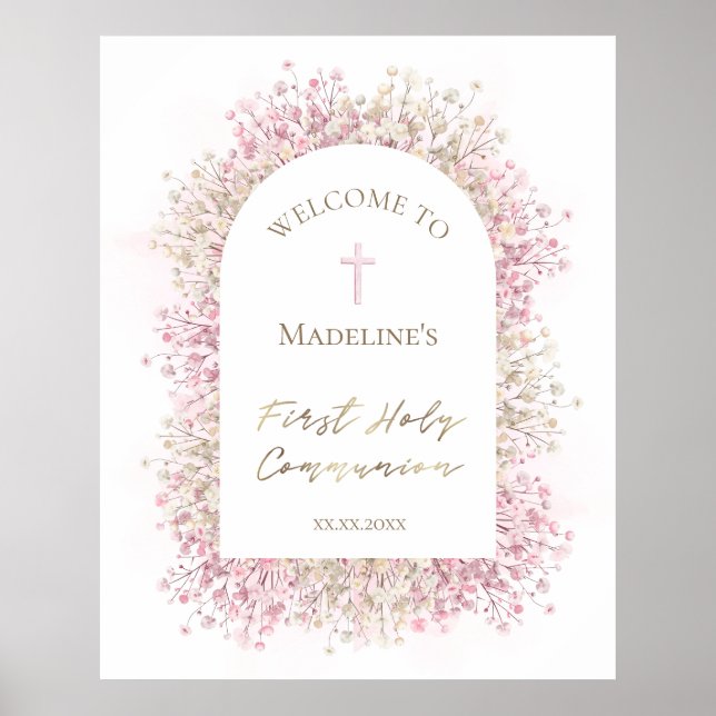 First Communion floral welcome Poster (Front)