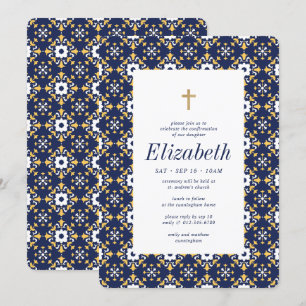 First Communion For Her Modern Morrocan Invitation