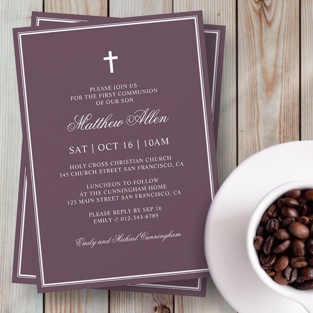 First Communion For Him | Elegant Classic Cross Invitation (Creator Uploaded)